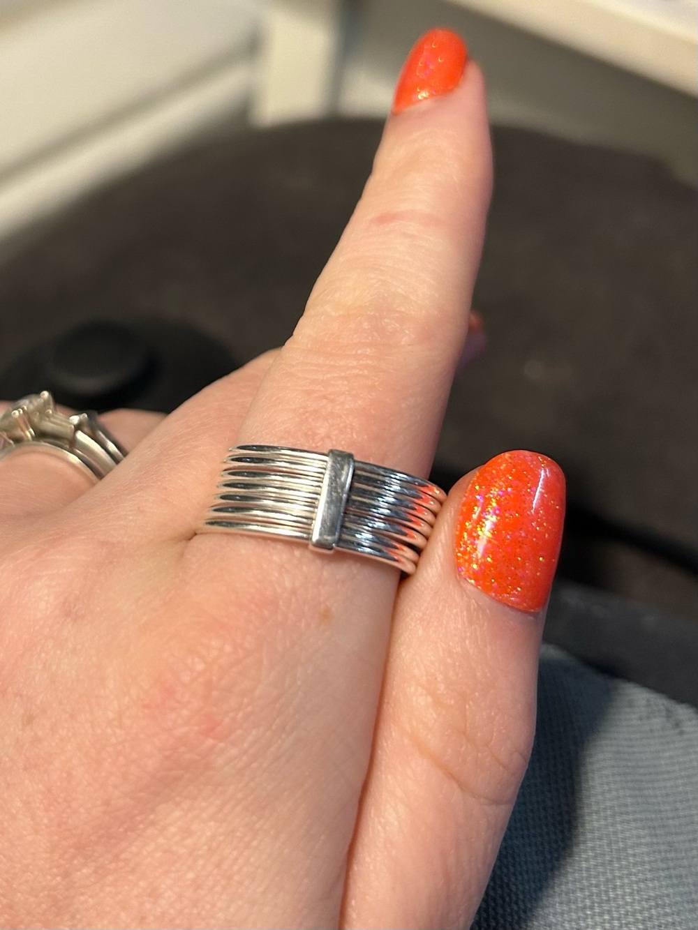 Polished Multi-Band Sterling Silver Statement Ring - Silver